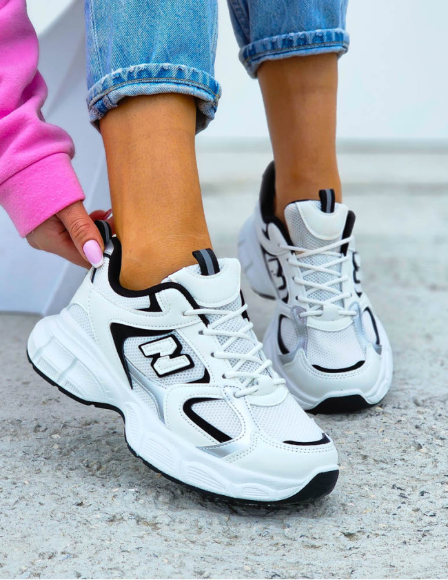 Białe Buty Sportowe Damskie Sneakersy Na Platformie NN