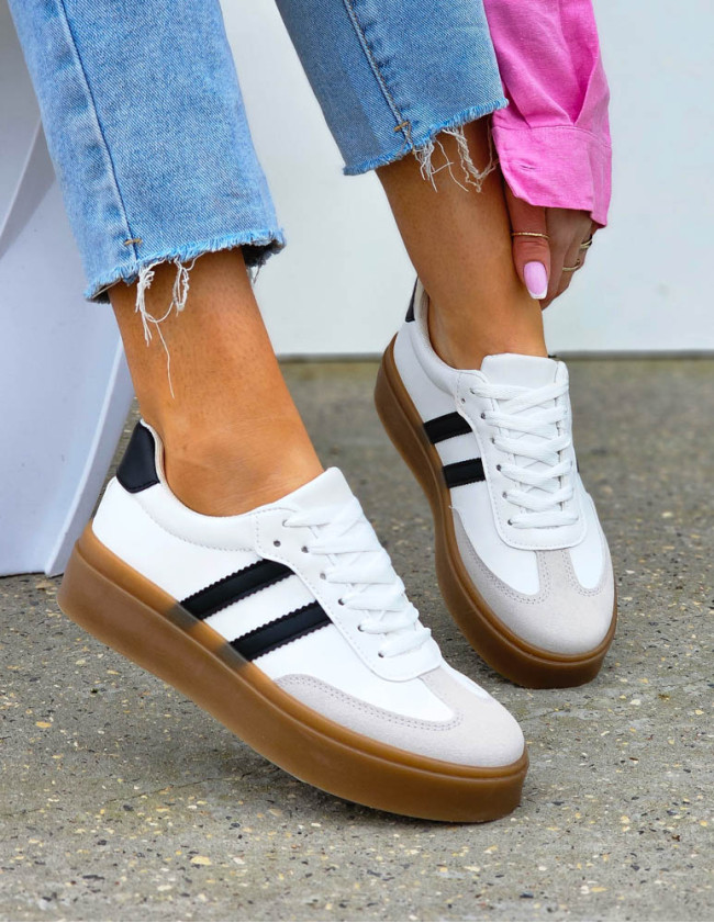 Białe Buty Sportowe Na Grubej Podeszwie Adi Sambee