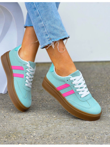 Miętowe Buty Sportowe Na Grubej Podeszwie Adi Sambee