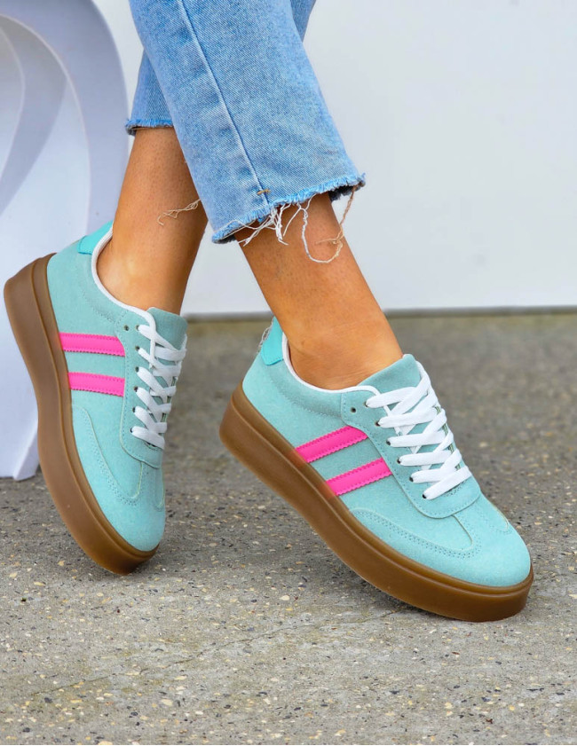 Miętowe Buty Sportowe Na Grubej Podeszwie Adi Sambee