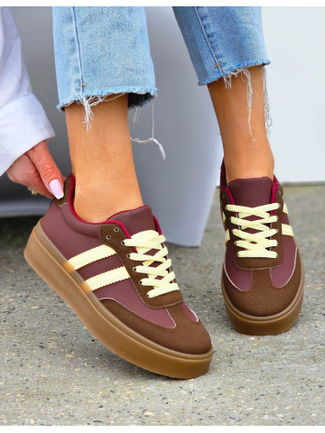 Bordowe Buty Sportowe Na Grubej Podeszwie Adi Sambee