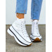 Białe Trampki z wysoką Cholewką Na Platformie Renei