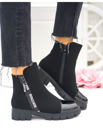 Botki Damskie Ocieplane Zimowe Workery z Napisami