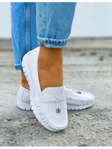Białe Sportowe Lekkie Mokasyny Półbuty Kelly
