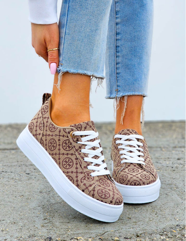 Czekoladowe Buty Sportowe Trampki Na Grubej Podeszwie LV