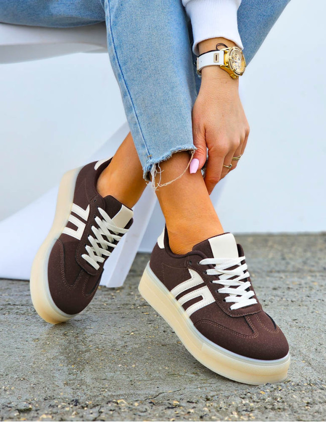 Czekoladowe Buty Sportowe Na Grubej Podeszwie Adi Sambies