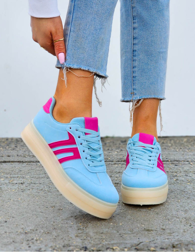 Niebieskie Buty Sportowe Na Grubej Podeszwie Adi Sambies