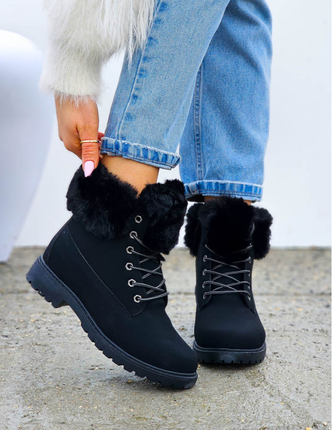 Buty Zimowe Trapery Ocieplane Botki Śniegowce z Futerkiem