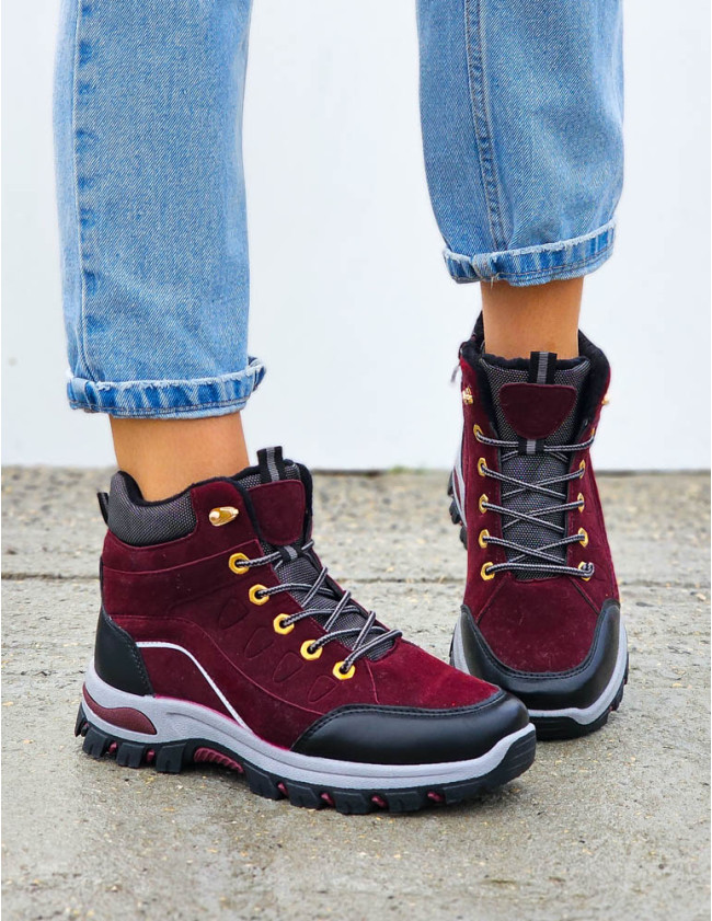 Buty Treckingowe Damskie Trapery Tech Mountain Bordowe