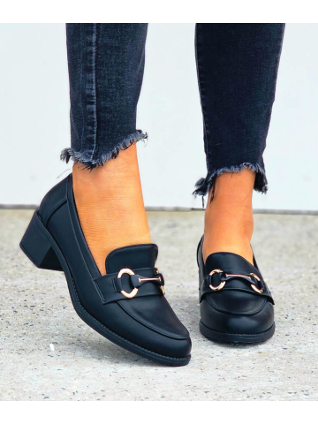 Eleganckie Klasyczne Czarne Czółenka Na Niskim Obcasie Carine