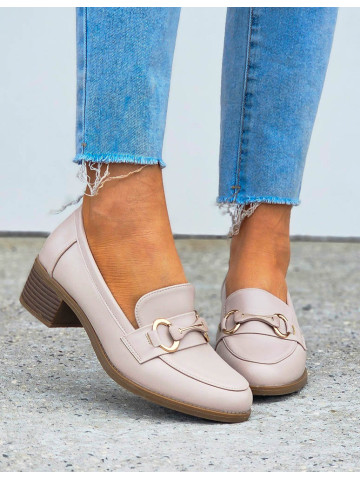 Eleganckie Klasyczne Beżowe Czółenka Na Niskim Obcasie Carine