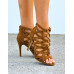 Ażurowe Brązowe Sandały Na Szpilce Sara