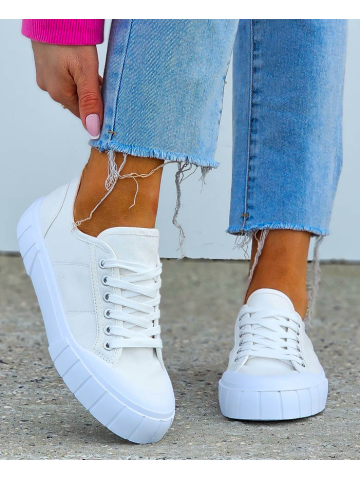 Białe Trampki Na Grubej Podeszwie Tenisówki Leves