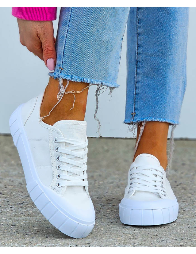 Białe Trampki Na Grubej Podeszwie Tenisówki Leves