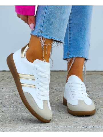 Białe Buty Sportowe Sneakersy SamBay Gold