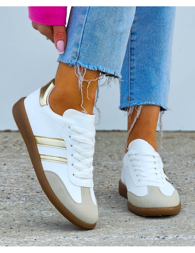 Białe Buty Sportowe Sneakersy SamBay Gold