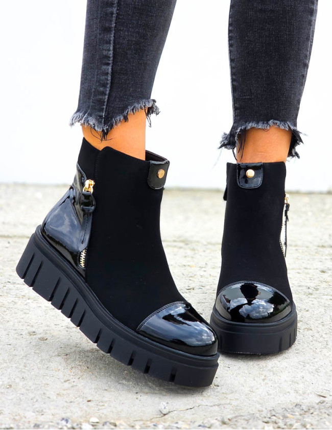 Botki Workery Na Platformie z Suwakiem Giovanne