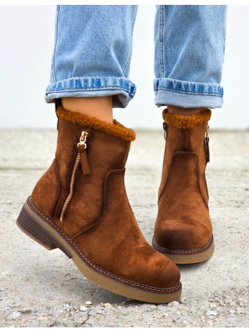 Czekoladowe Zamszowe Botki Śniegowce Emu Alps