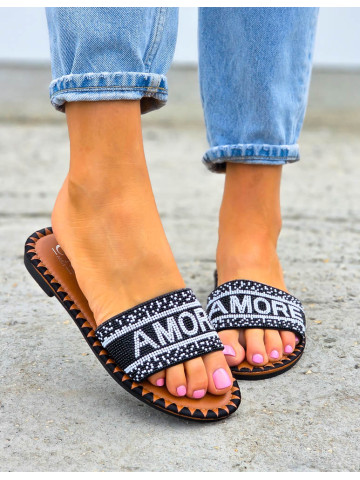 Lekki Klapki Na Płaskiej Podeszwie Amore Czarne