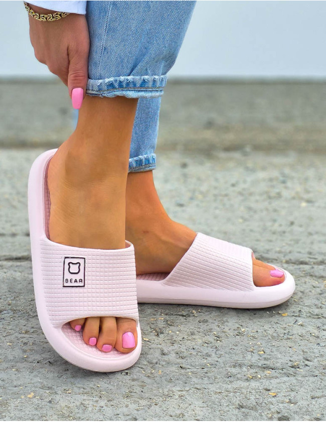 Lekkie Piankowe Klapki Damskie Na Basen Plażę Bear Różowe
