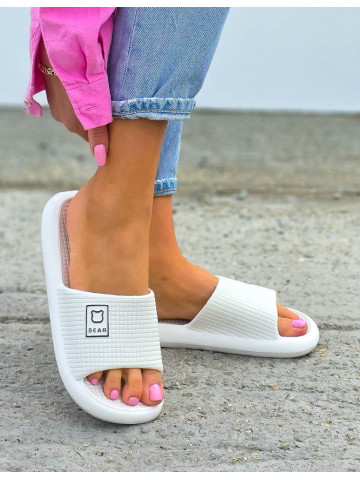 Lekkie Piankowe Klapki Damskie Na Basen Plażę Bear Białe