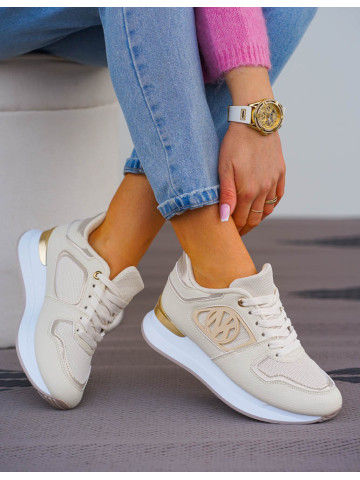 Beżowe Buty Sportowe Sneakersy Na Platformie MK