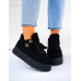 Czarne Buty Sportowe Botki z Kożuszkiem