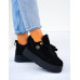 Czarne Buty Sportowe Botki z Kożuszkiem
