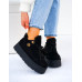 Czarne Buty Sportowe Botki z Kożuszkiem