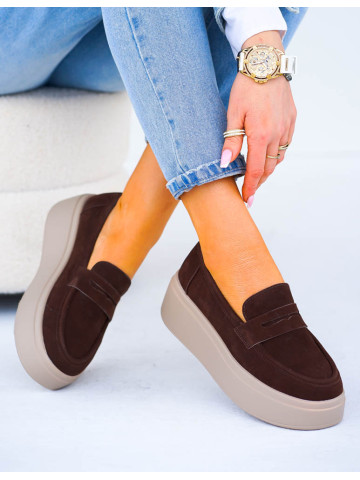 Premium Półbuty Na Grubej Podeszwie Czekoladowe She