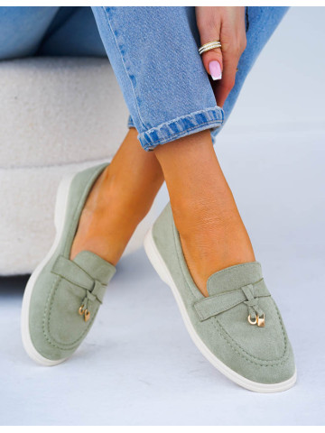 Baleriny Mokasyny Na Płaskiej Podeszwie Hariet Pistacja