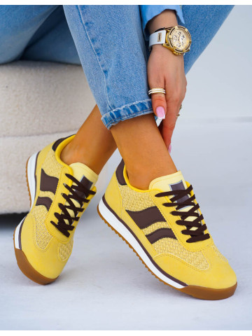 Żółto-Czekoladowe Buty Sportowe Damskie News
