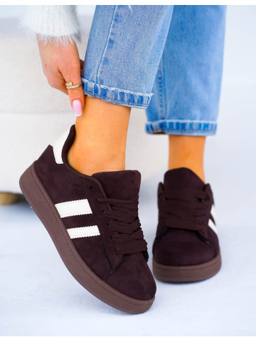 Czekoladowe Zamszowe Buty Sportowe Campes Dark Chocolate