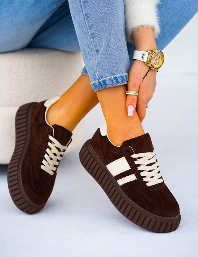 Czekoladowe Buty Sportowe Na Grubej Podeszwie Towards