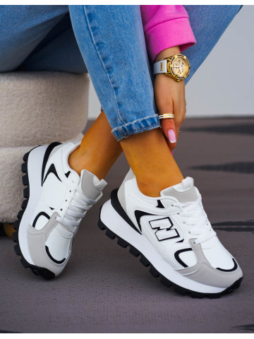 Białe Buty Sportowe Damskie Na Grubej Podeszwie NIU
