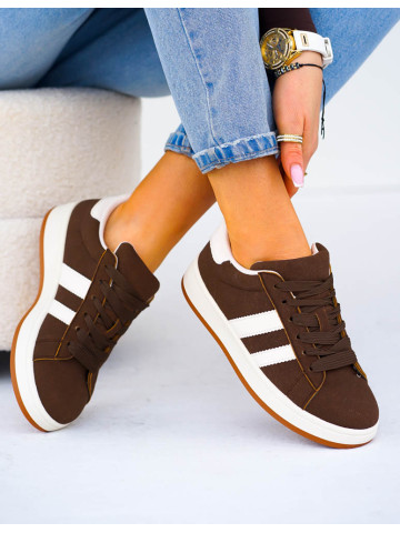 Czekoladowo-Beżowe Zamszowe Buty Sportowe Campes