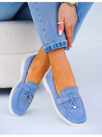 Baleriny Mokasyny Na Płaskiej Podeszwie Hariet Błękitne