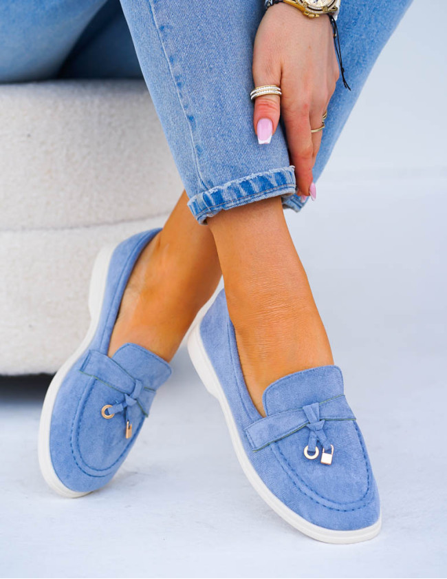 Baleriny Mokasyny Na Płaskiej Podeszwie Hariet Błękitne