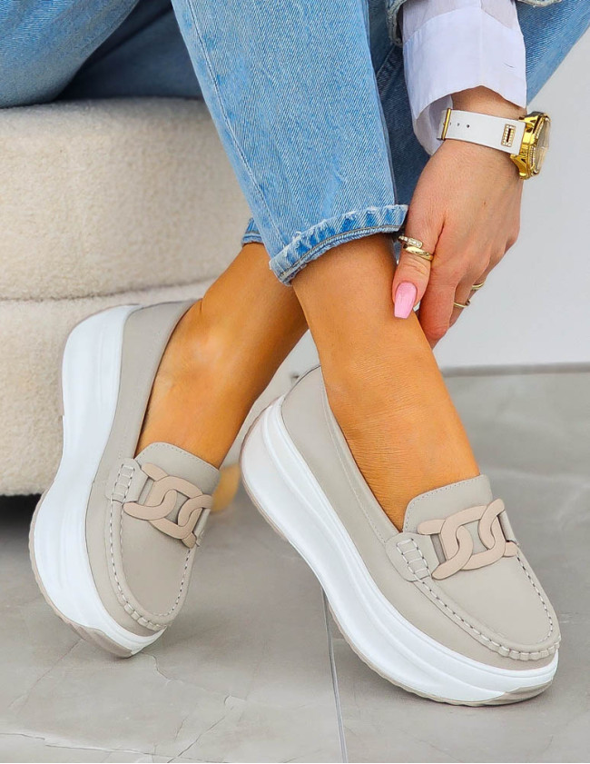 Premium Skórzane Półbuty Mokasyny Na Grubej Podeszwie Lavinia