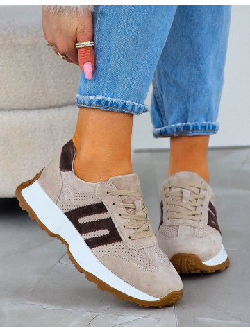 Premium Eleganckie Skórzane Sportowe Półbuty Trampki Cappuccino