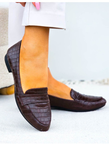 Klasyczne Czekoladowe Skórzane Mokasyny Infinito