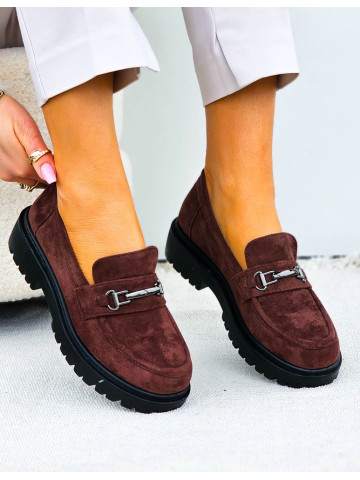 Czekoladowe Zamszowe Mokasyny Na Platformie Shilla