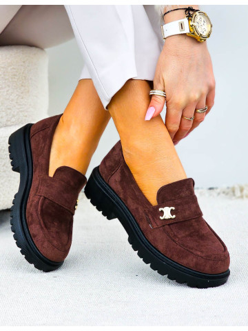 Czekoladowe Zamszowe Mokasyny Na Platformie Celine