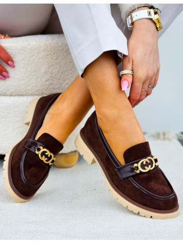 Czekoladowe Zamszowe Mokasyny Na Platformie Calabria