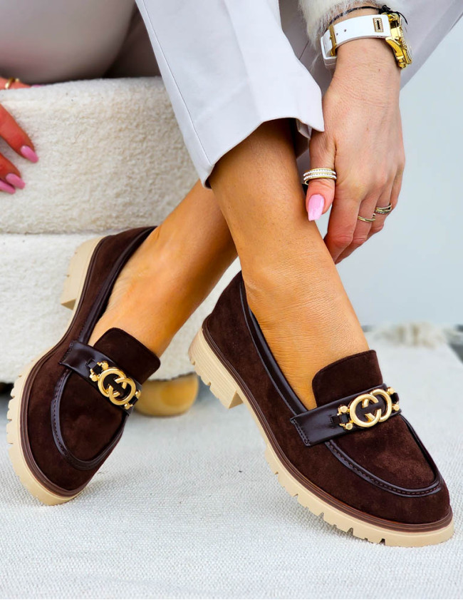 Czekoladowe Zamszowe Mokasyny Na Platformie Calabria