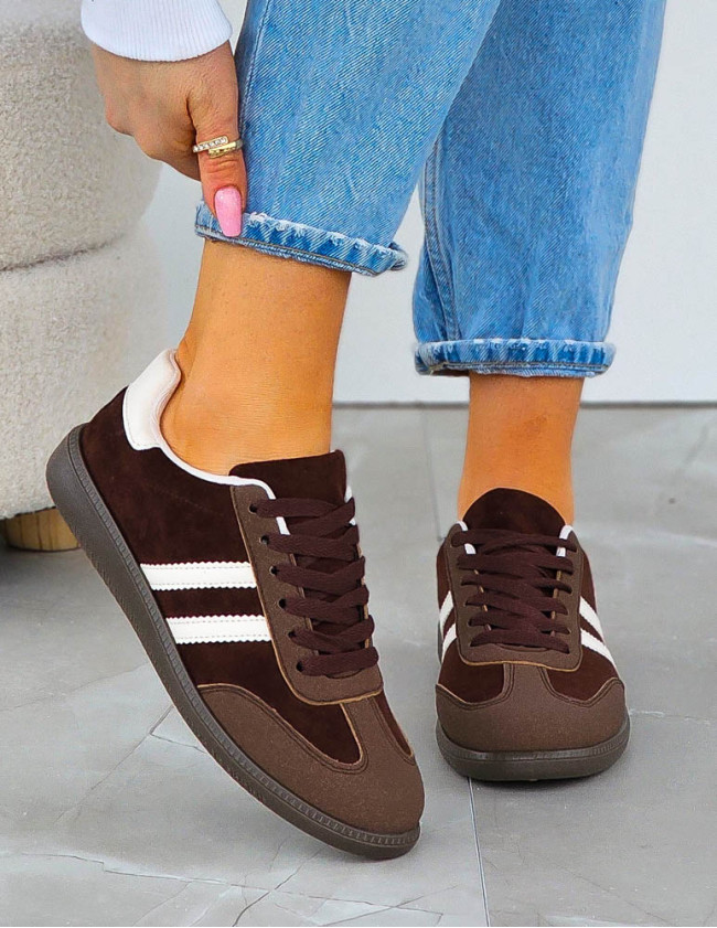 Czekoladowe Buty Sportowe Sneakersy Comfort