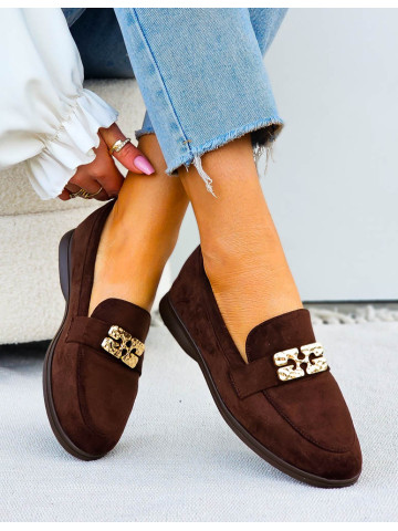 Klasyczne Czekoladowe Zamszowe Mokasyny Saressa