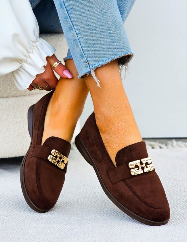 Klasyczne Czekoladowe Zamszowe Mokasyny Saressa