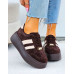 Premium Czekoladowe Skórzane Sportowe Półbuty Trampki Alissia