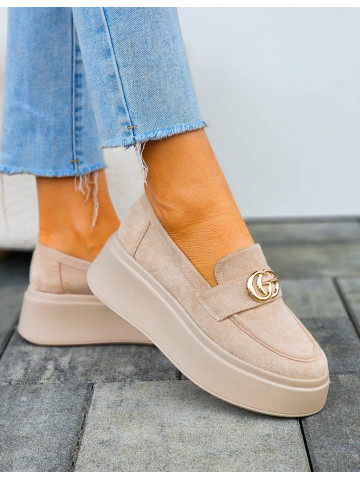 Półbuty Mokasyny Na Grubej Podeszwie Astoria Beżowe